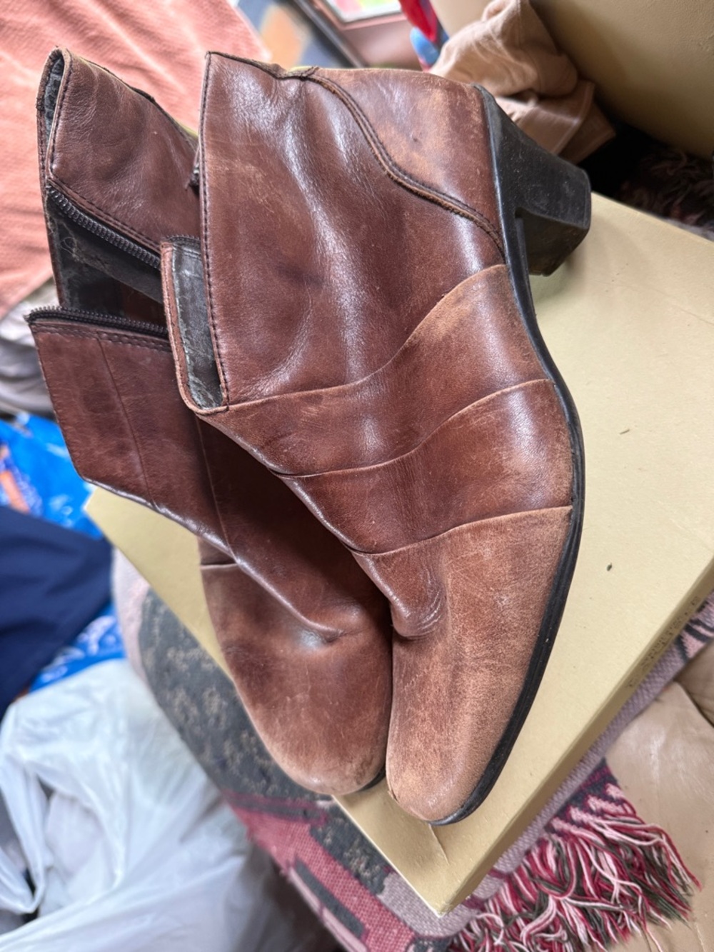 Women's Brown Leather Heeled Ankle Boots